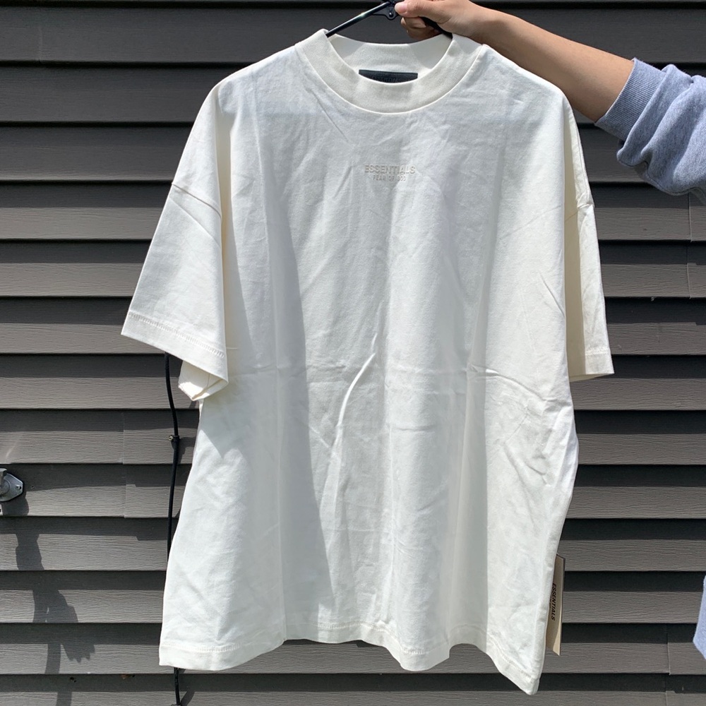 Essentials Cream Oversized Short-Sleeve Logo T-Shirt
